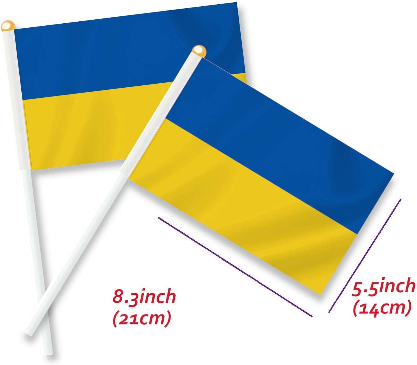 25 Banderas Mano Ucrania Mini Decoración