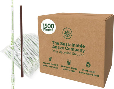 Pajitas fibra agave recicladas 1500uds 8pulg marrón