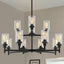 Candelabro negro estilo granja 12 luces colgante sala