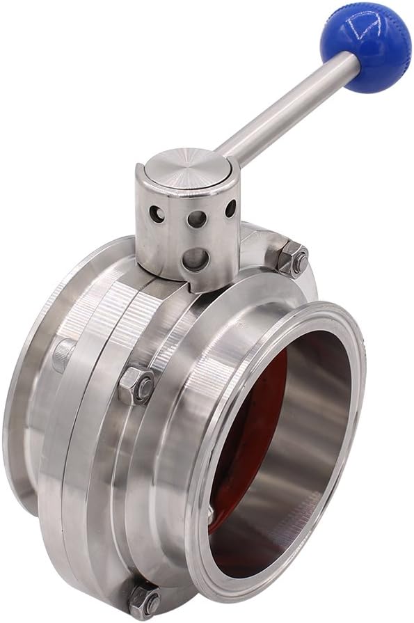 Válvula mariposa sanitaria acero inox 304 mango trébol