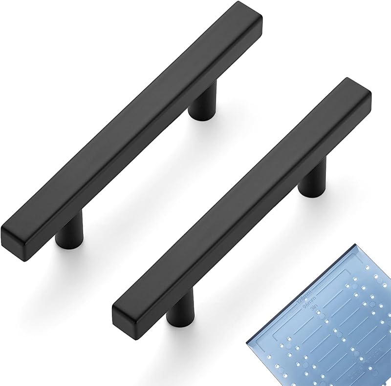 30 Tiradores Gabinete 3" Negro Acero Inox