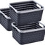3 Pzas Cestas Plástico Tejidas Apilables 11x8.5x5pulg Gris