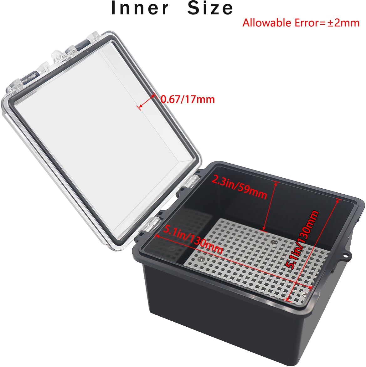 Caja eléctrica ABS IP67 cubierta negra 5.9x5.9x3.5pulg