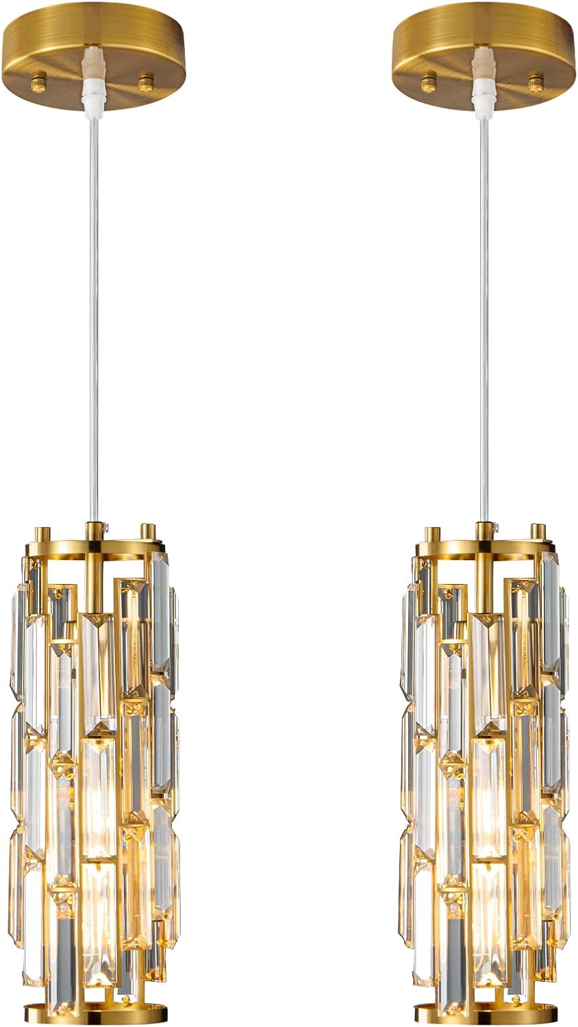 Lámpara colgante dorada candelabros cristal cocina