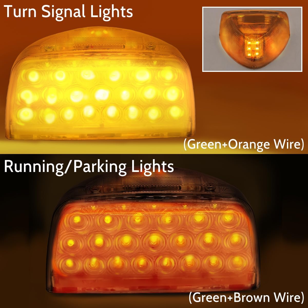 2 Pzas Señal Giro Ámbar Triangular 31 LED para Peterbilt