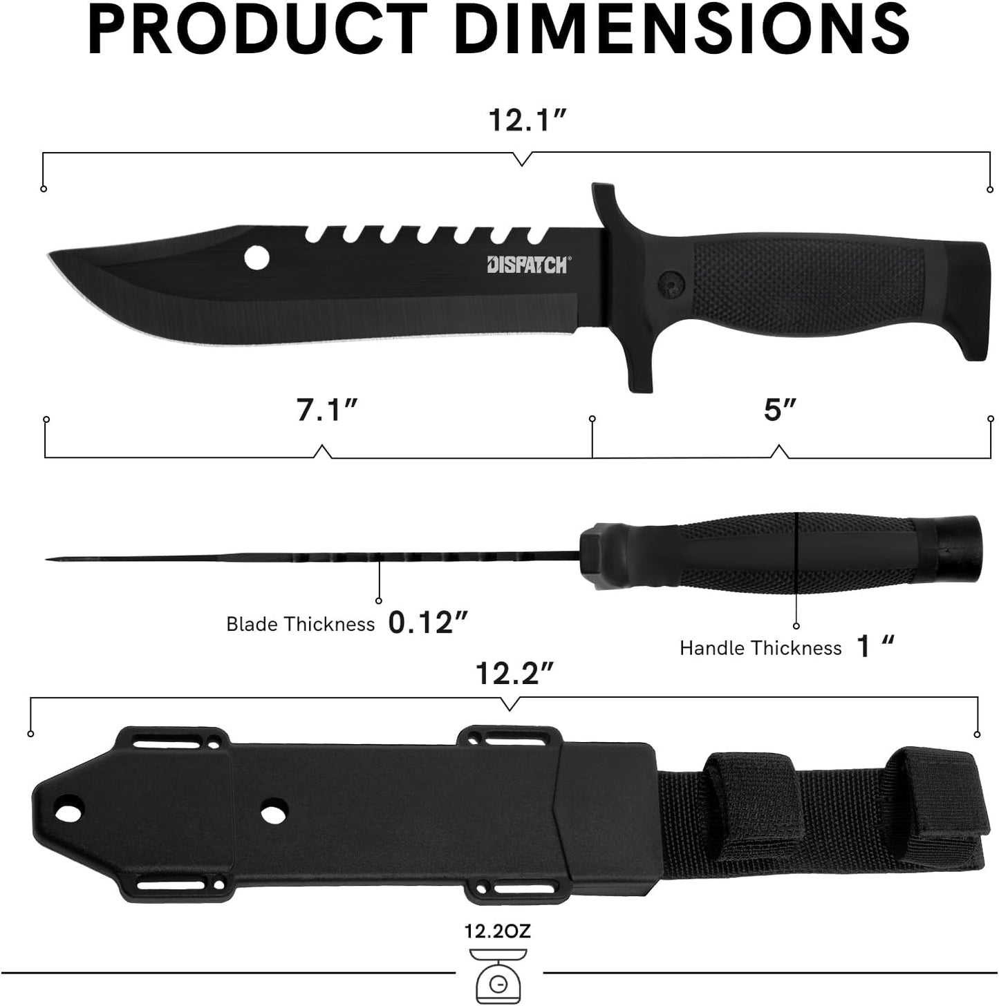 Cuchillo táctico Bowie 12pulg mango antiderrap