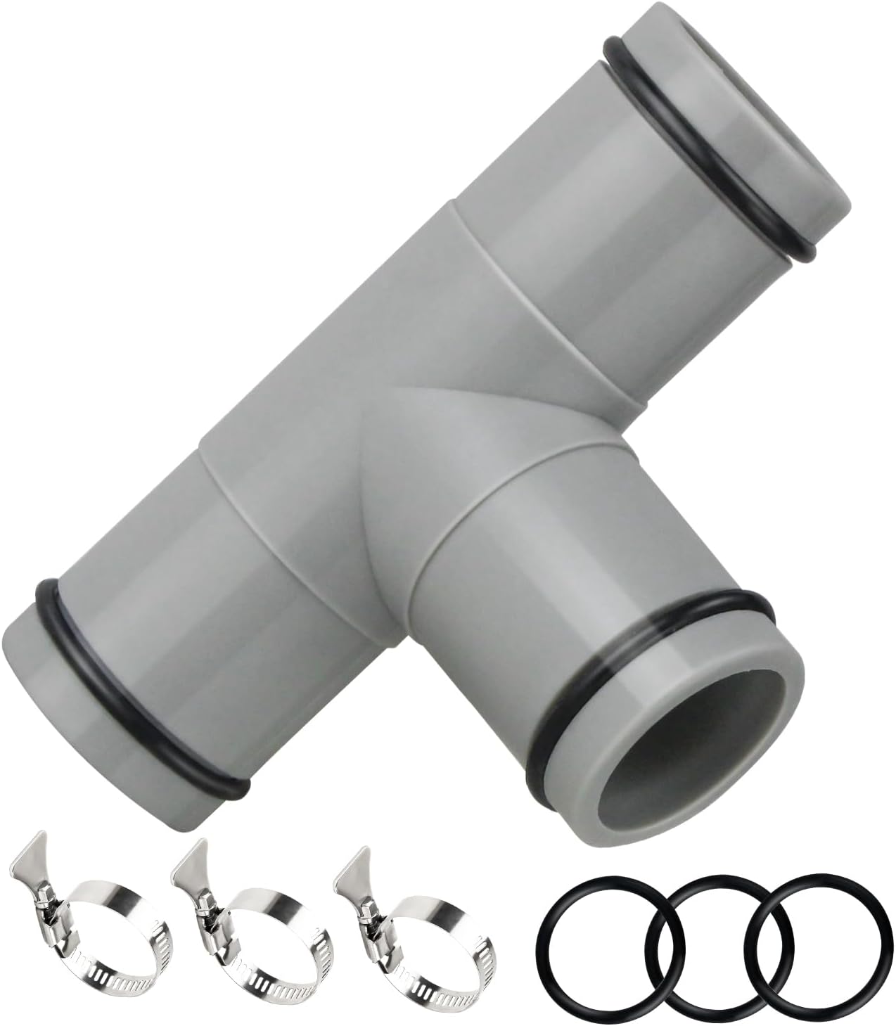 Conector manguera piscina junta T 1.25" gris