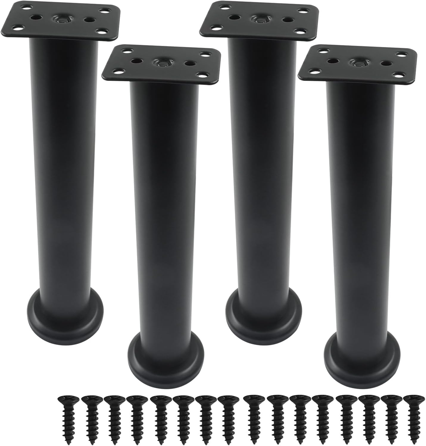 4 Pzas patas negras ajustables 10-17pulg para cama/sofá