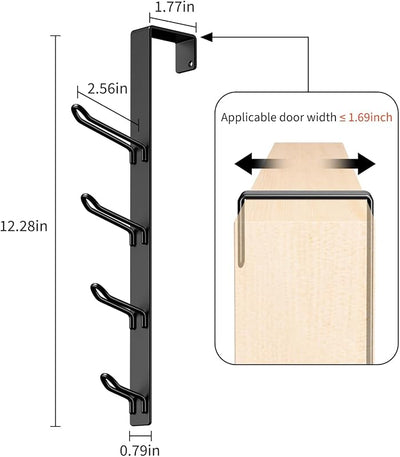 8 Ganchos Verticales para Puerta Toallas y Perchas Negro Pack 2