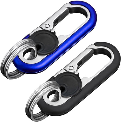 Llavero coche antipérdida con clips dobles azul negro 2uds