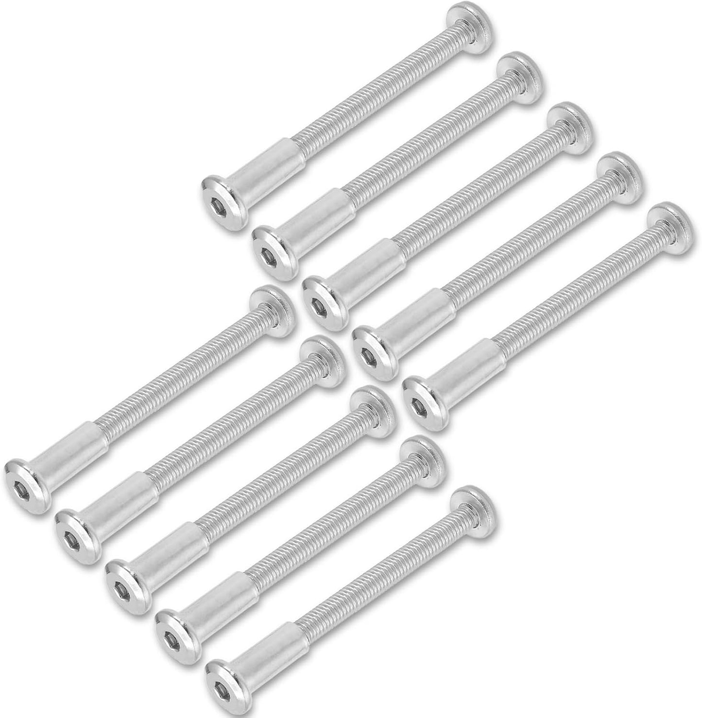 10 Pzas Tornillo M6 x 2.36pulg Hex con Llave Allen para Muebles
