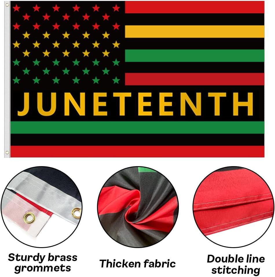 Bandera Juneteenth 3x5ft con ojales latón pack 2