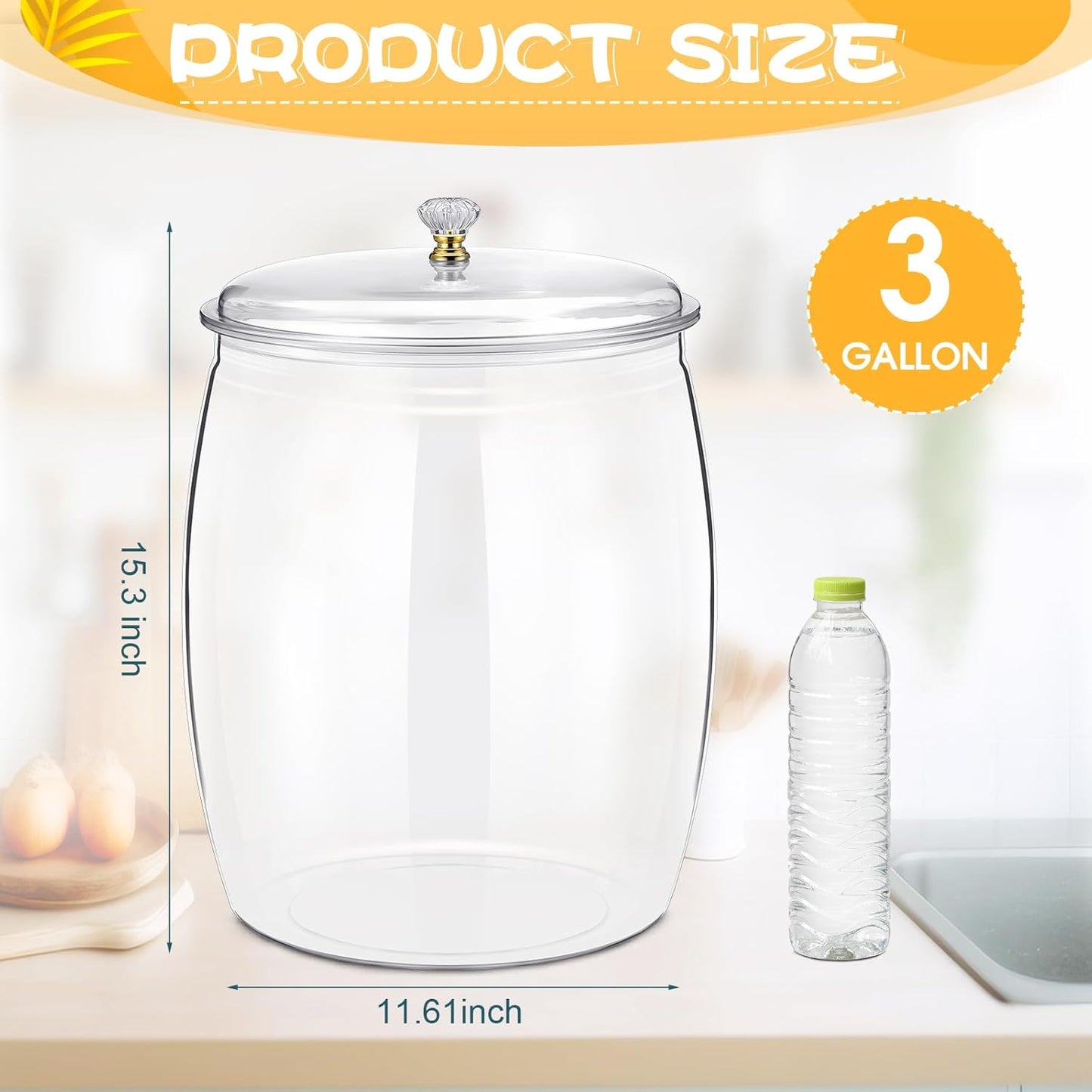 Tarro plástico 3gal con tapa para dulces y galletas cocina