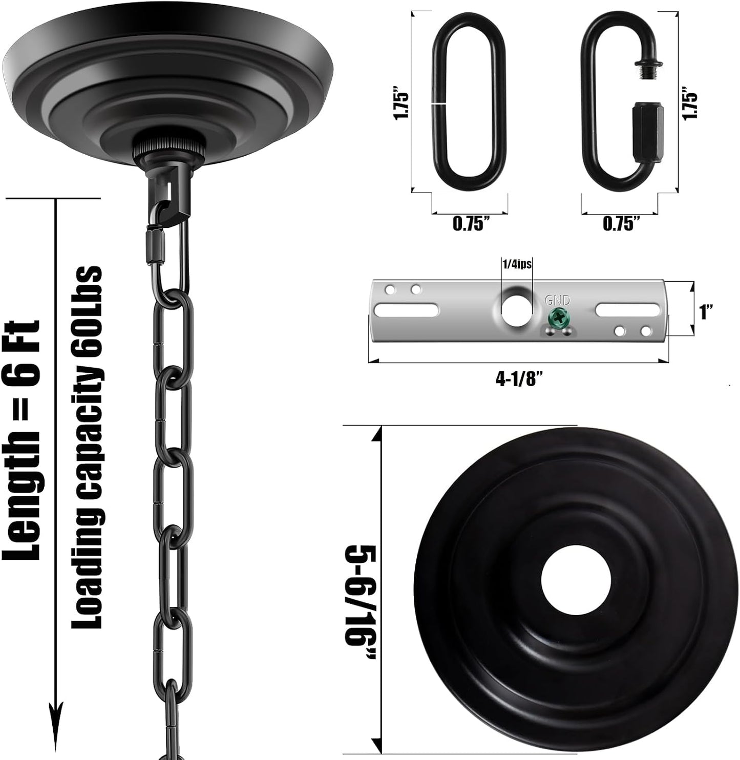 Kit toldo luz 5-5/16pulg cadena 6ft para candelabro
