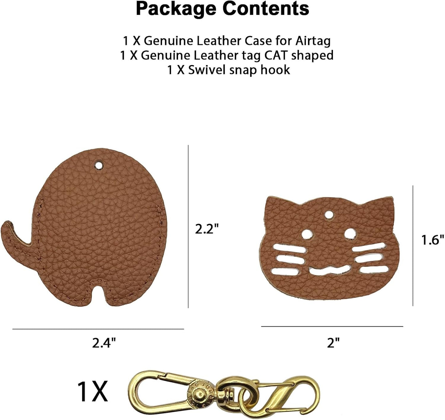 Funda piel auténtica forma gato para AirTag protección