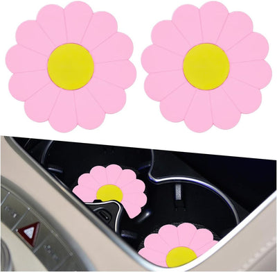 2 Pzas Alfombrillas Vaso Silicona Flor Antideslizante Auto