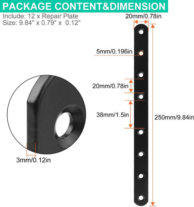 12 Platos Reparación Metal Negro 10" para Muebles