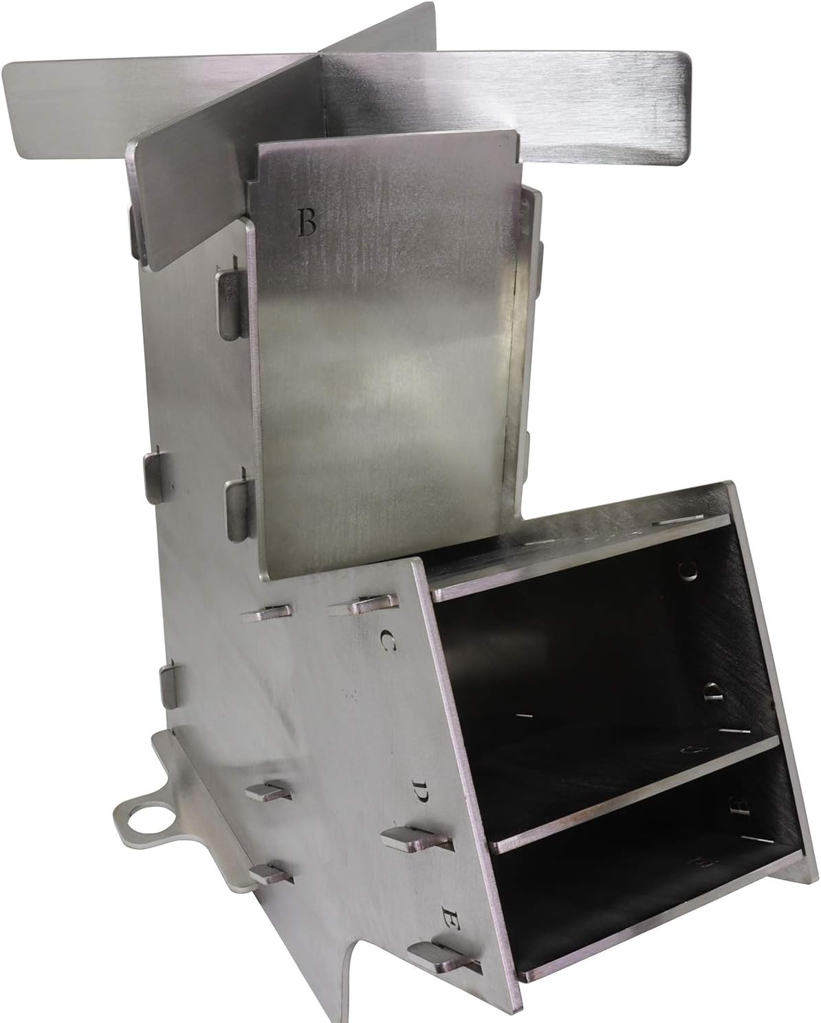 Estufa cohete acero inox color plateado
