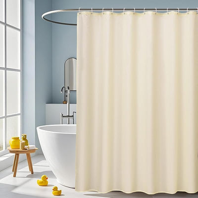 Cortina ducha tela baño con ganchos 72x75pulg beige