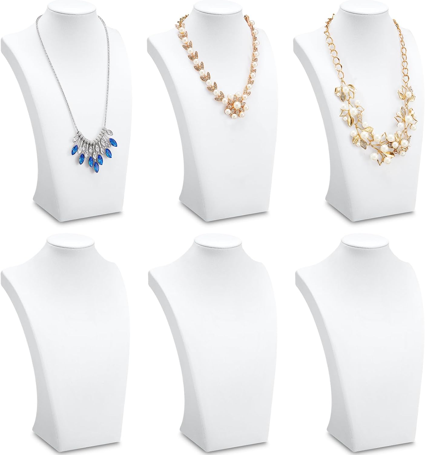 6 Pzas Soporte Joyas Terciopelo para Maniquí Blanco
