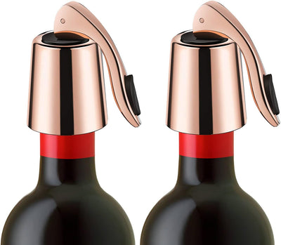 Set 2 Tapones Vino Acero Inox con Sello Silicona Reutilizable