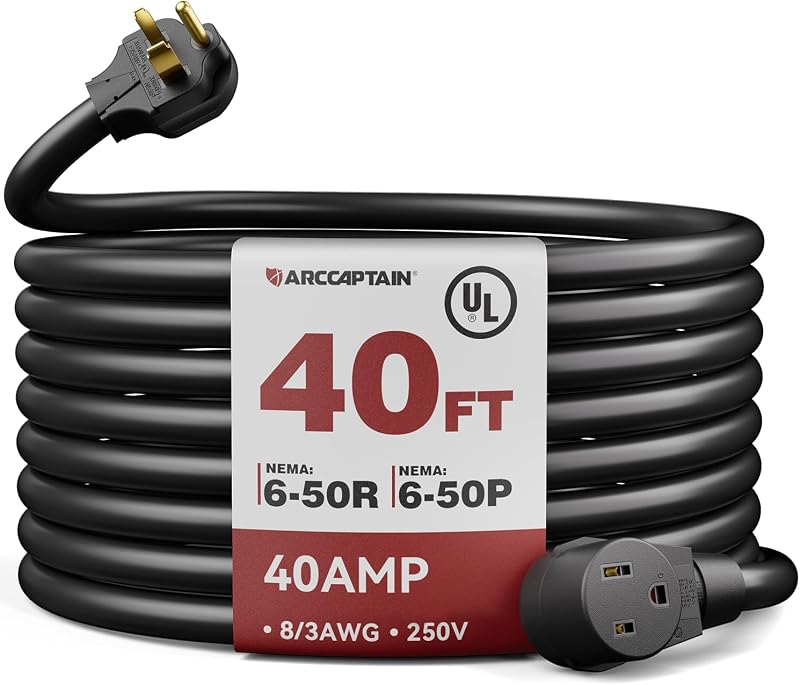 Cable extensión soldador 40A 40 ft 8AWG UL 3 clavijas