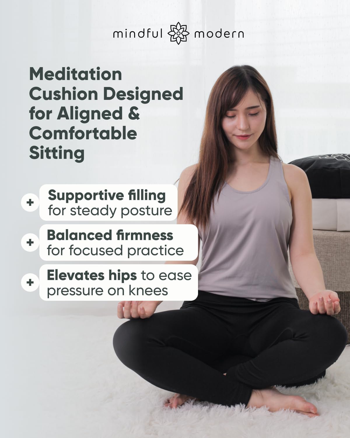 Cojín meditación media luna relleno trigo funda lavable