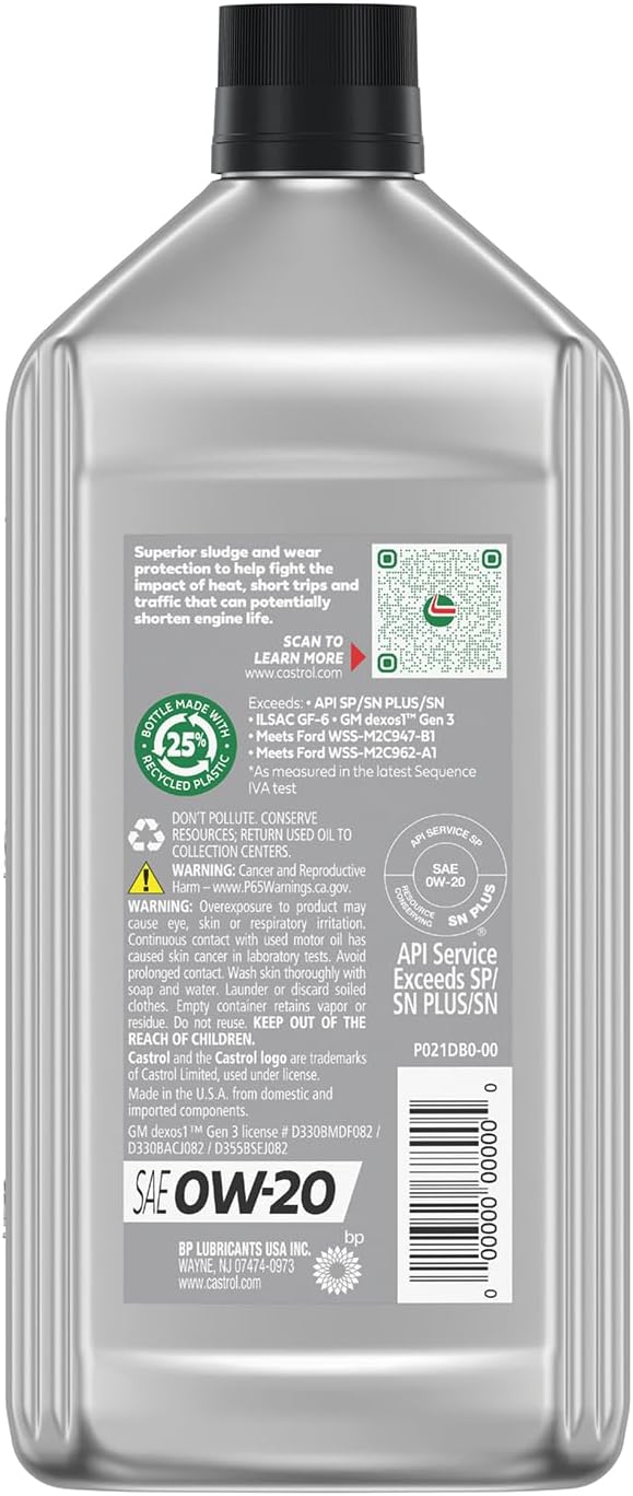 Aceite motor sintético 0W-20 1qt pack 6