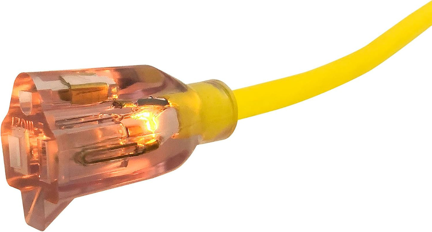 Extensión cable amarillo 50ft SJTW enchufe trabajo pesado