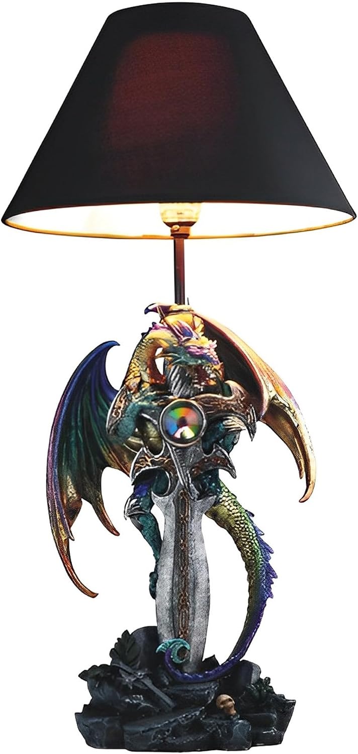 Lámpara mesa dragón 24.5pulg tela gótica medieval