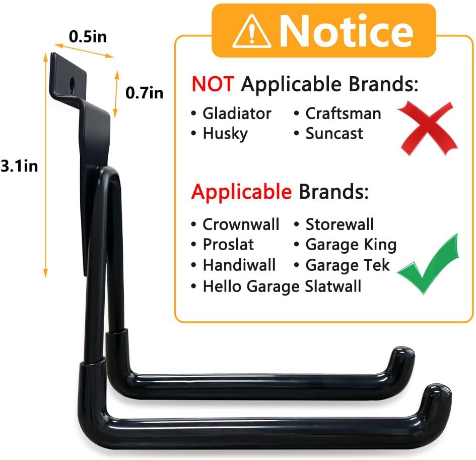 Ganchos pared listones grandes negro pack 10
