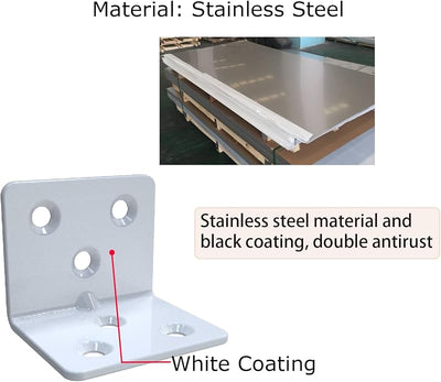 Soporte esquina acero inox blanco forma L para madera