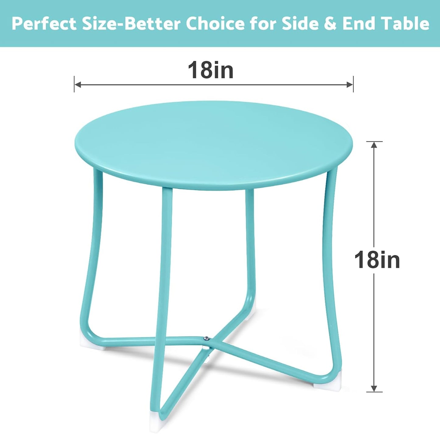 Mesa auxiliar redonda acero 18x18" para patio balcón
