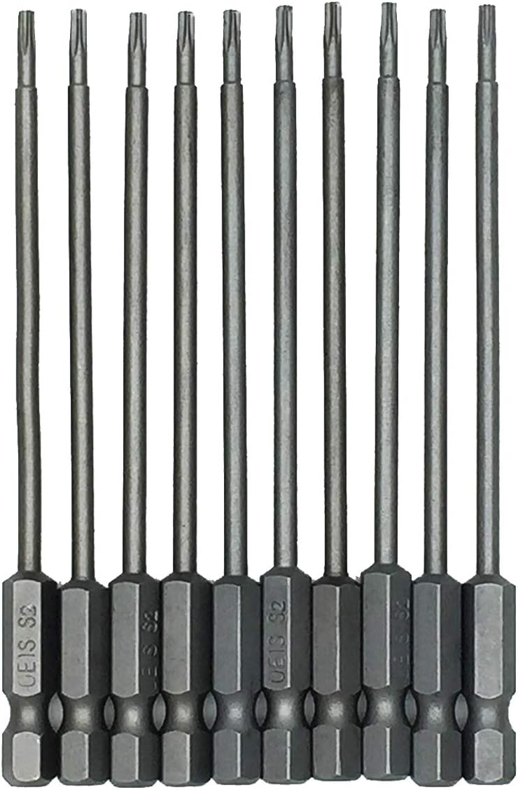10 Pzas Vástago Hex T8 3.94pulg Acero Torx Magnético