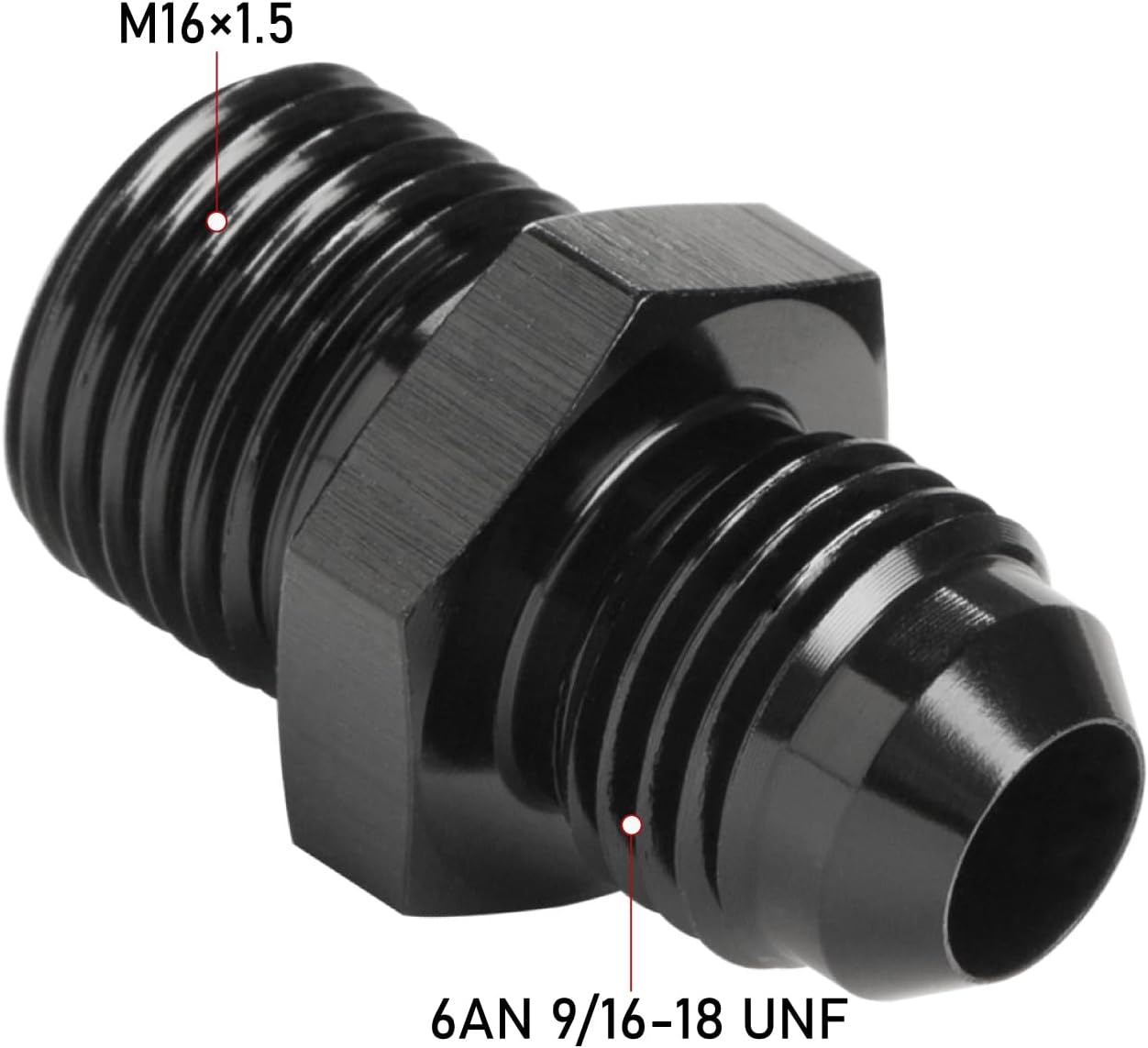 Adaptador M16x1.5 a 6AN macho aluminio negro set 2