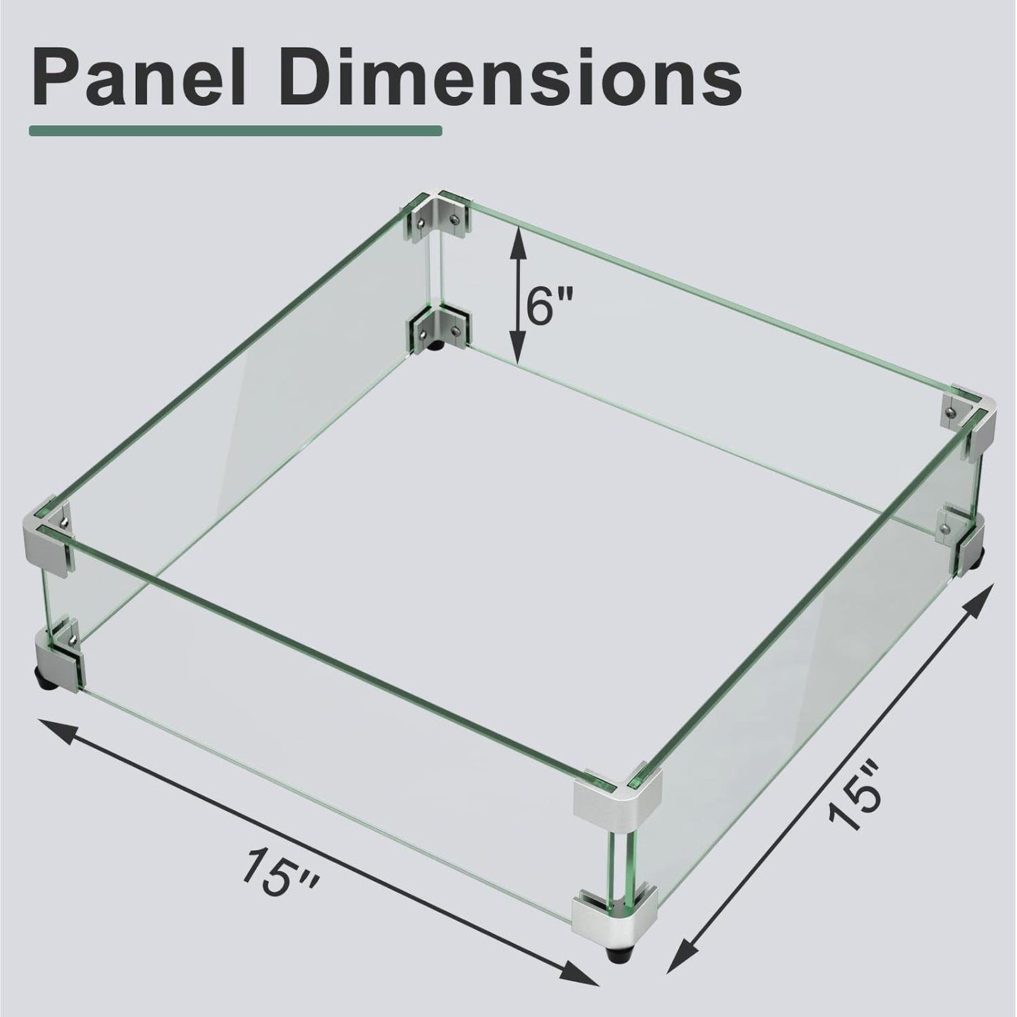 Protector viento vidrio hoguera 15x15x6pulg soporte aluminio