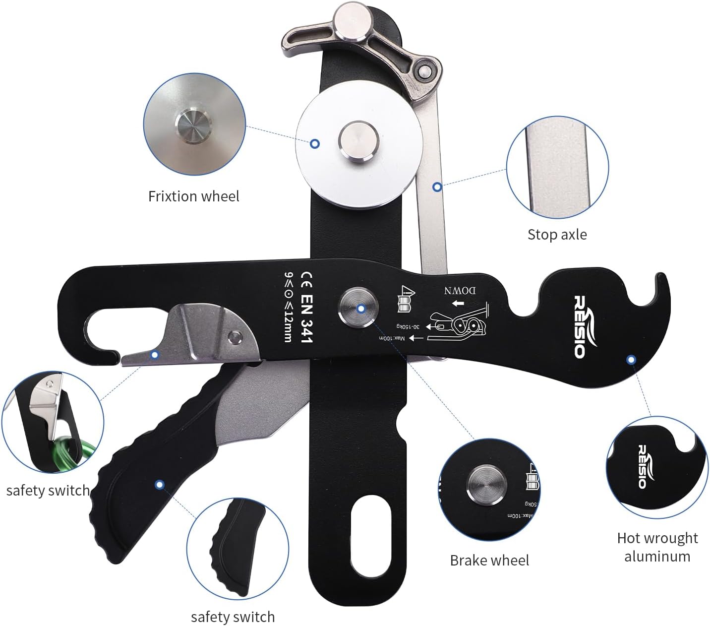 Descensor bloqueo automático para escalada cueva rapel