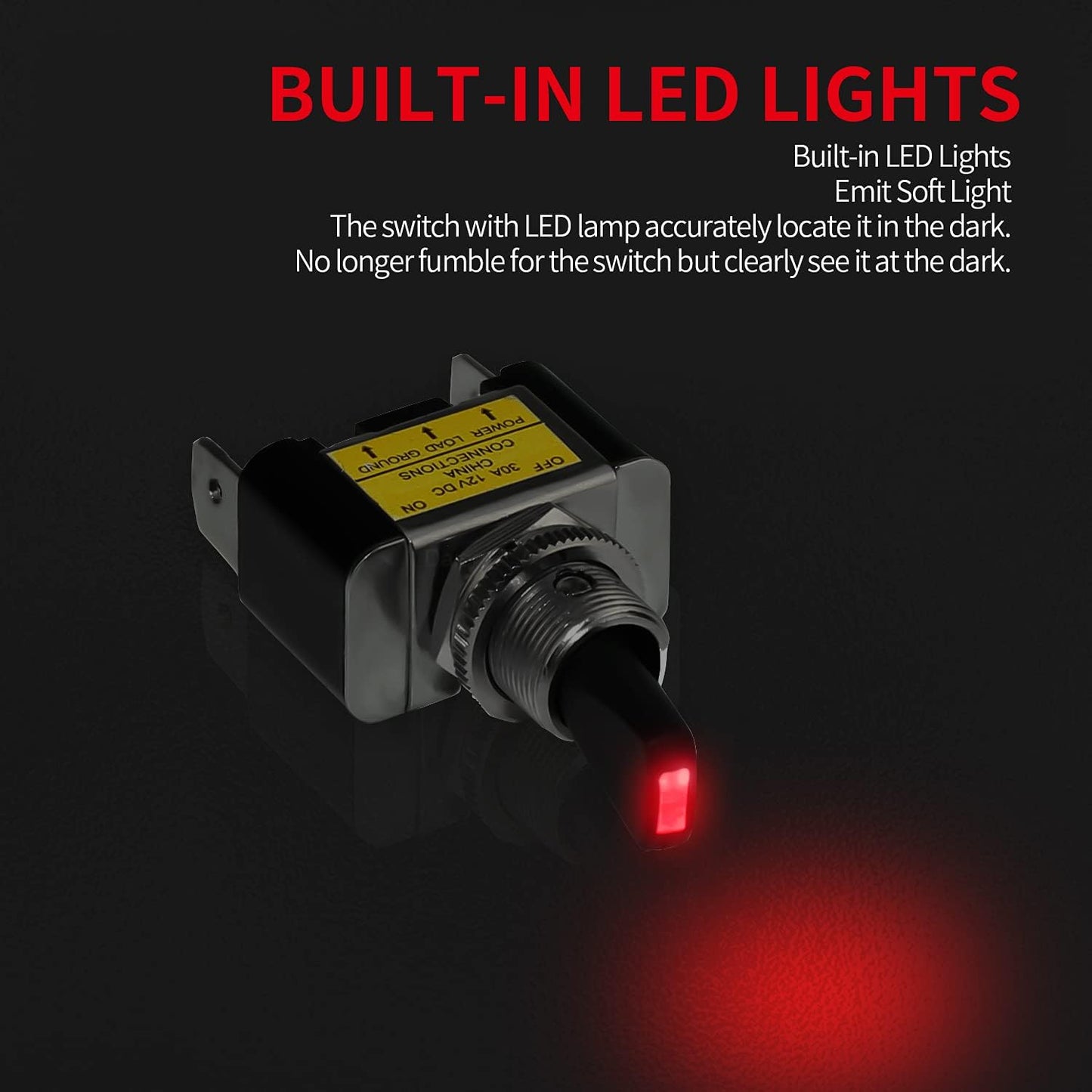 Interruptor palanca 12V 30A con LED rojo para auto camión 2uds