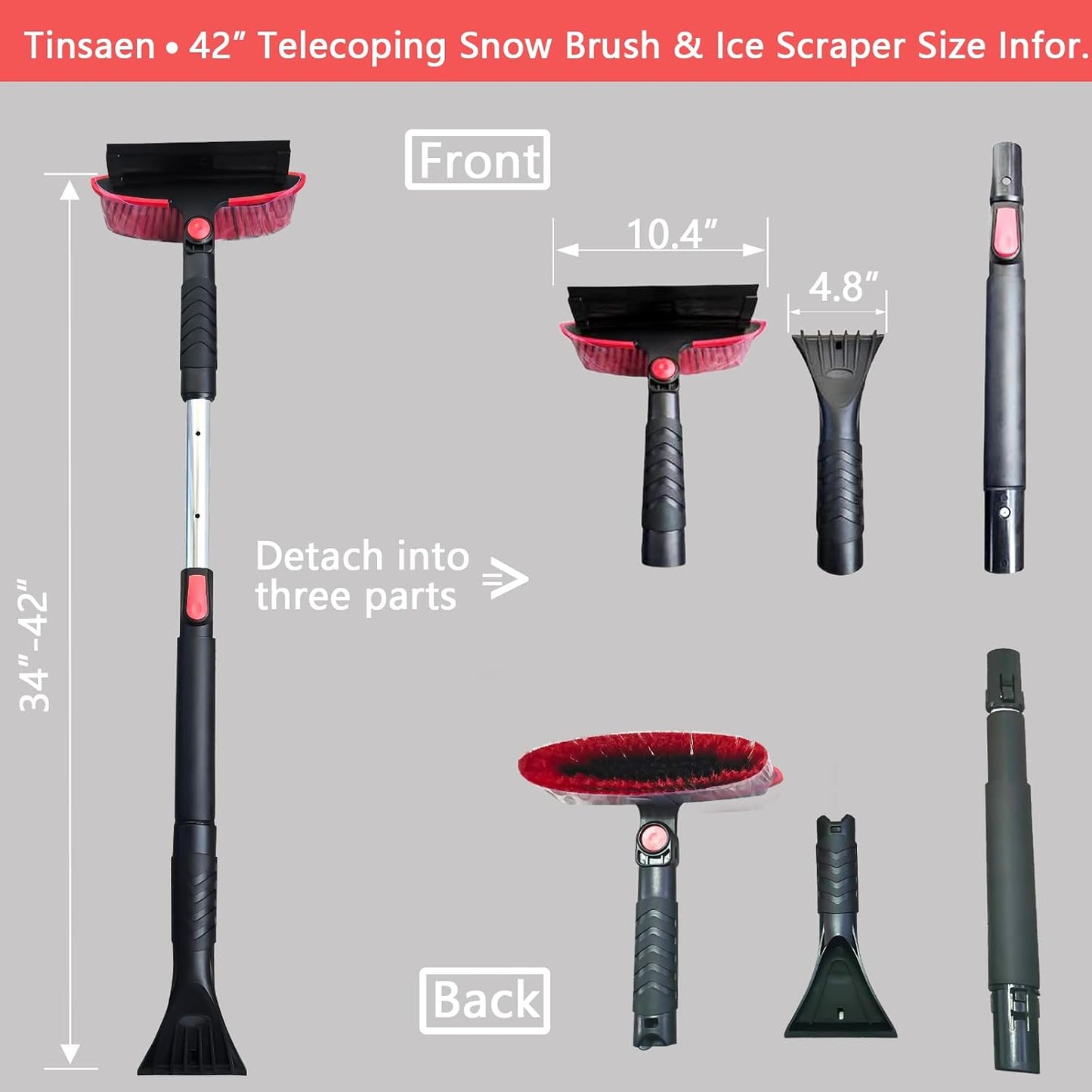 Cepillo nieve extensible 42" raspador hielo coche