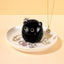 Soporte anillos con gato negro para joyas y regalos