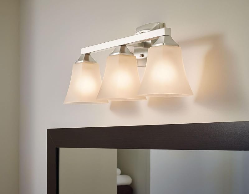 Accesorio baño doble montaje 3 luces vidrio esmerilado
