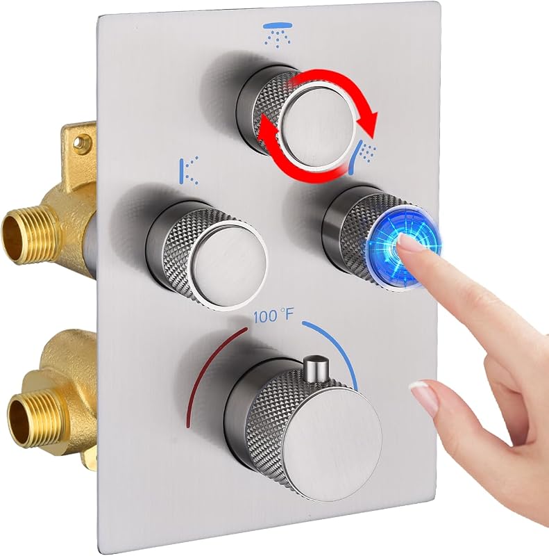 Válvula ducha termostática 3 vías botón pulsador