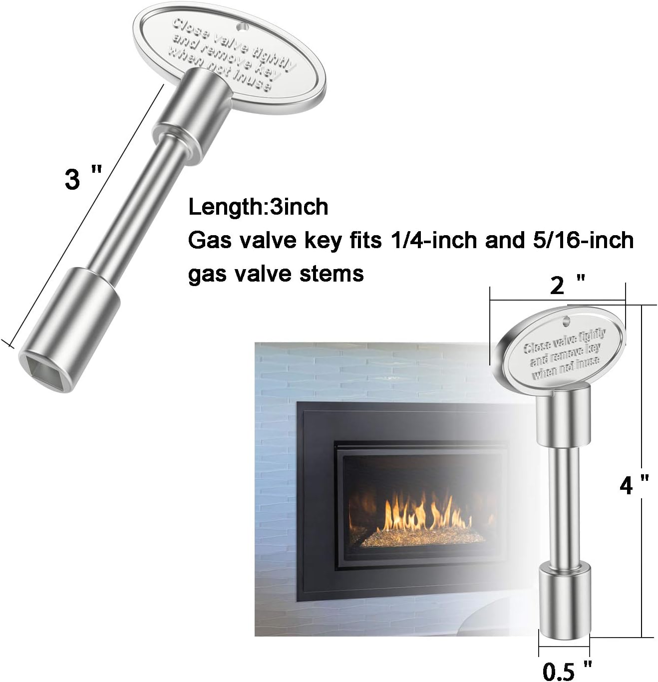 Llave gas universal para fogatas chimeneas 3pulg