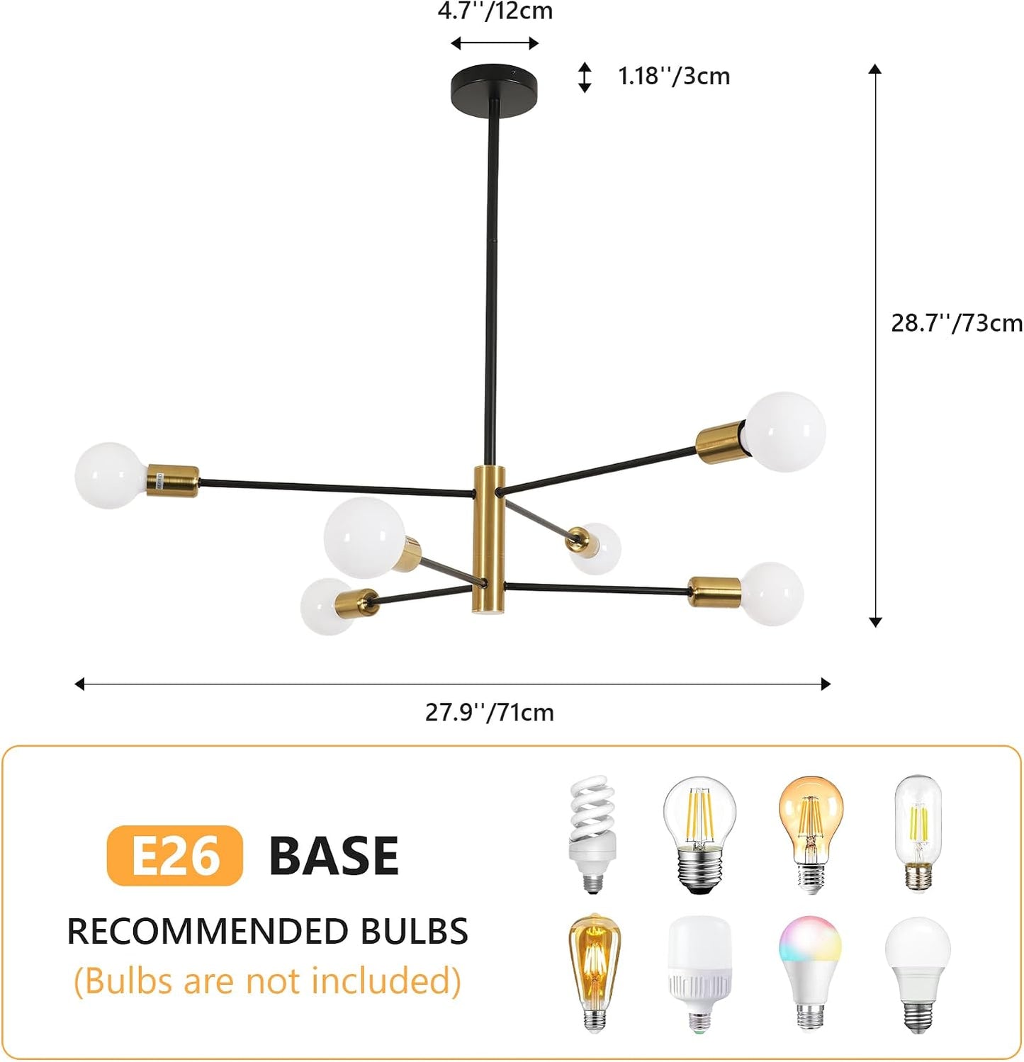 Lámpara techo Sputnik 6 luces industrial dormitorio
