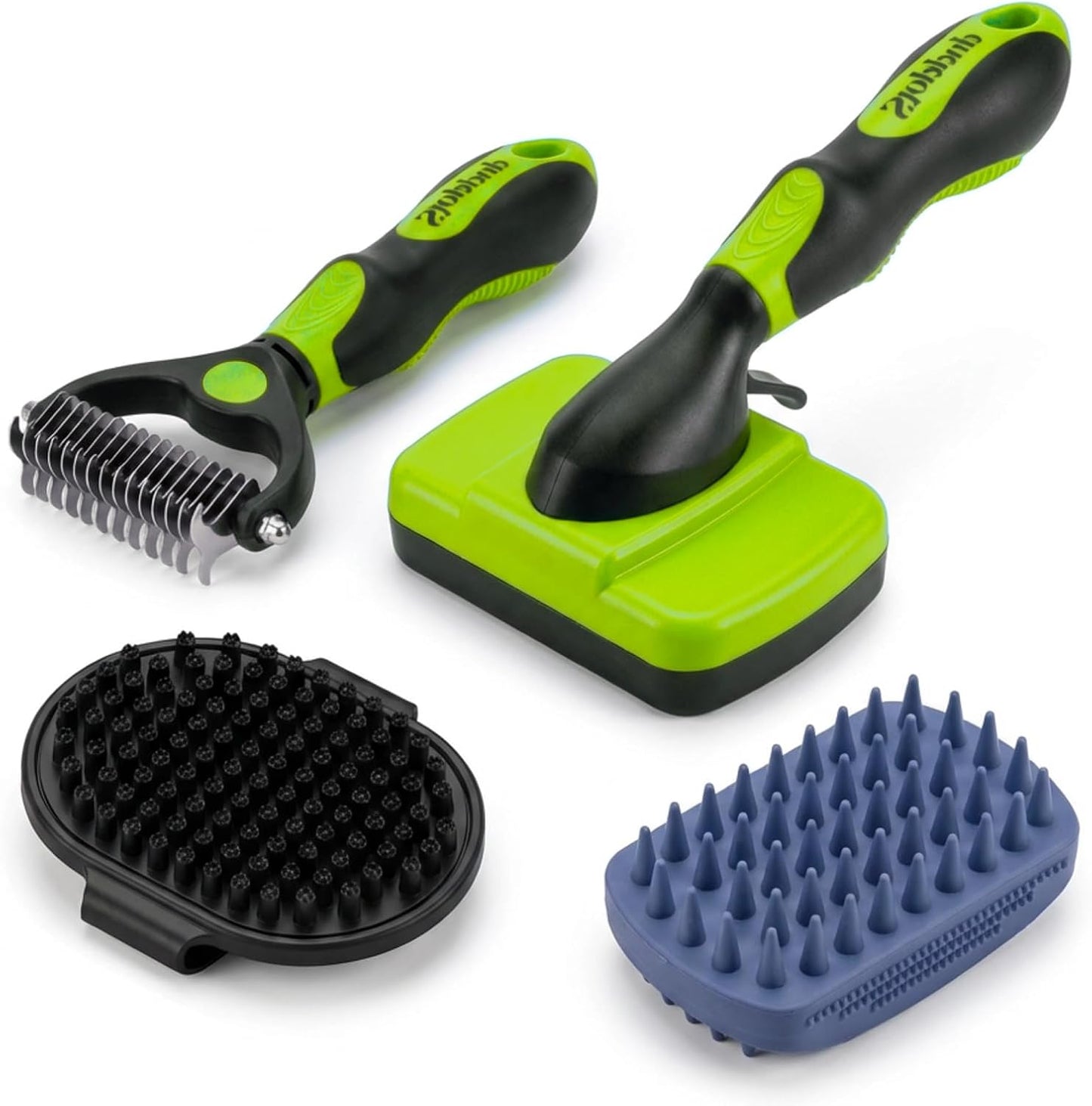 4 Cepillos Limpieza Mascotas Pelo Corto/Largo Verde Negro