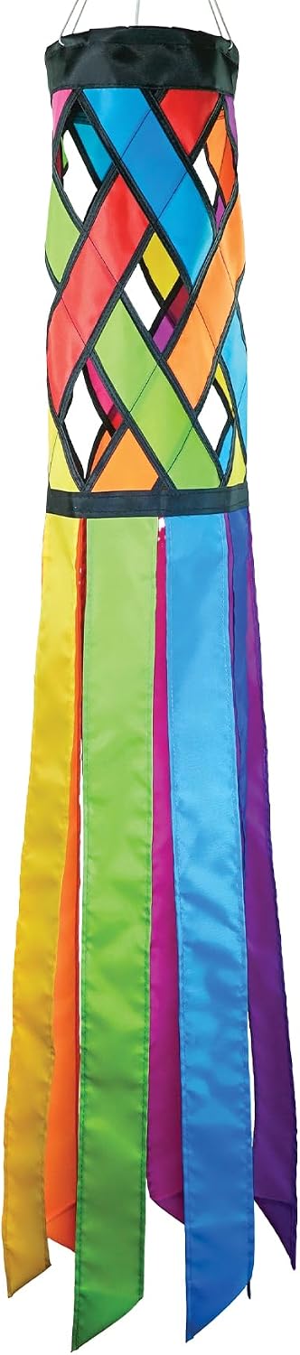 Bandera viento 40pulg colorido celosía con colas