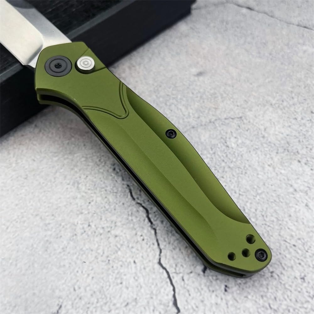 Cuchillo plegable 7.7pulg acero D2 asa aluminio verde EDC