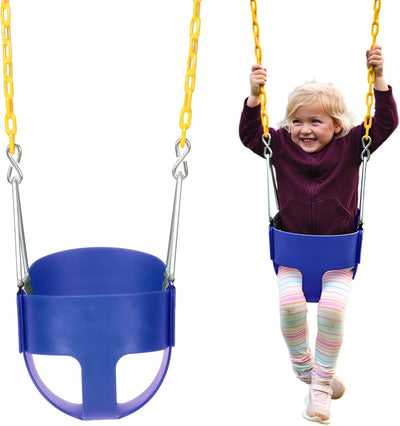 Asiento columpio niño respaldo alto cadenas azules