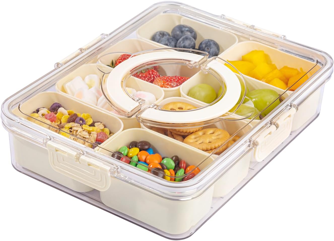 Contenedor plástico marfil 8 cajas aperitivos