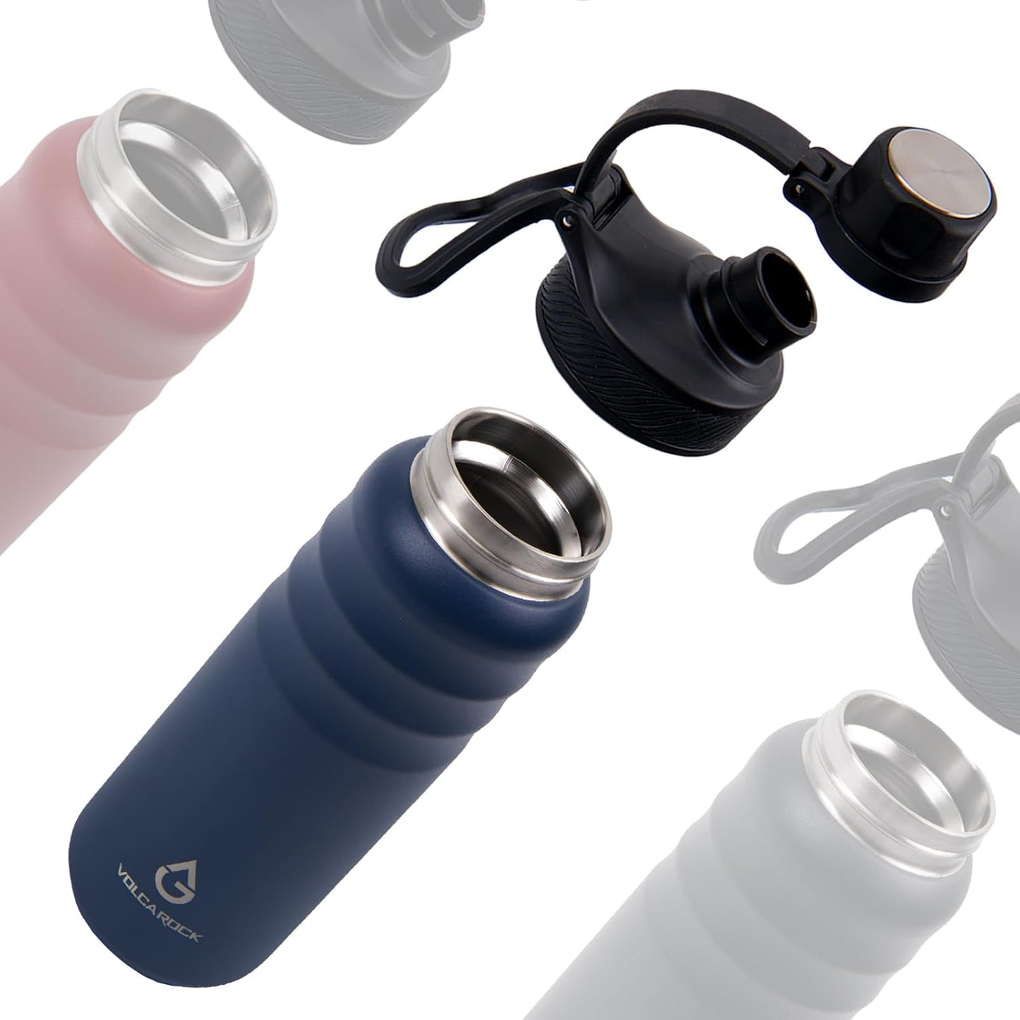 Botella agua deportiva acero inox 24oz azul marino